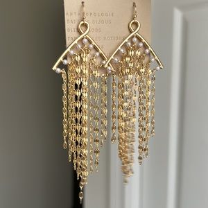NWT ANTHROPOLOGIE Waterfall Chain & Pearl Earrings